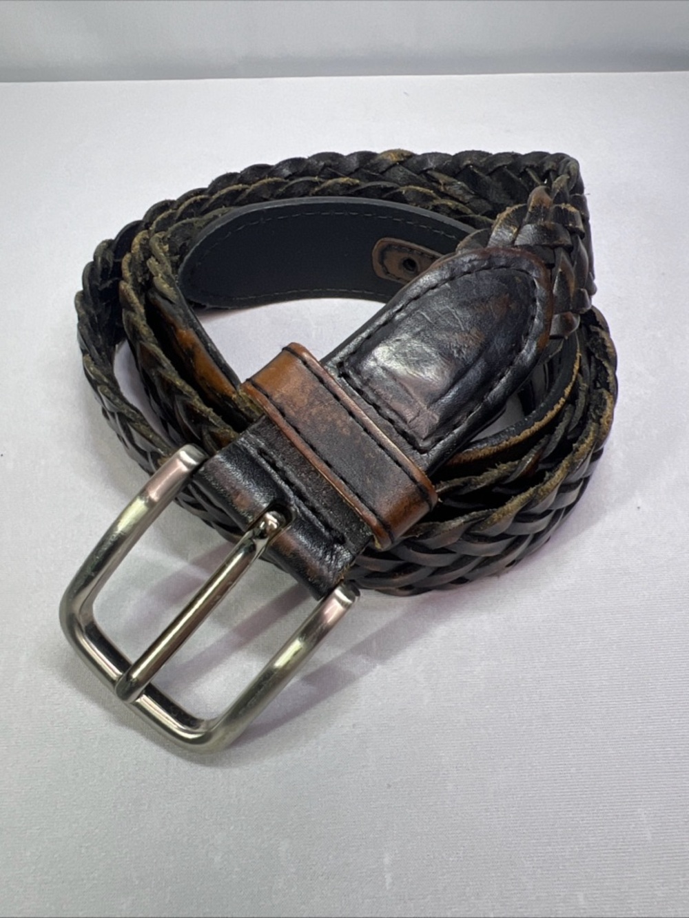 Men's Braided Leather Belt - Brown 54”